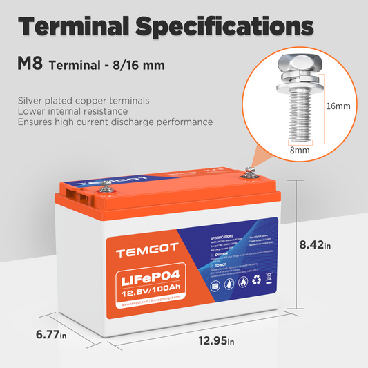 12V 100Ah LiFePO4 battery size