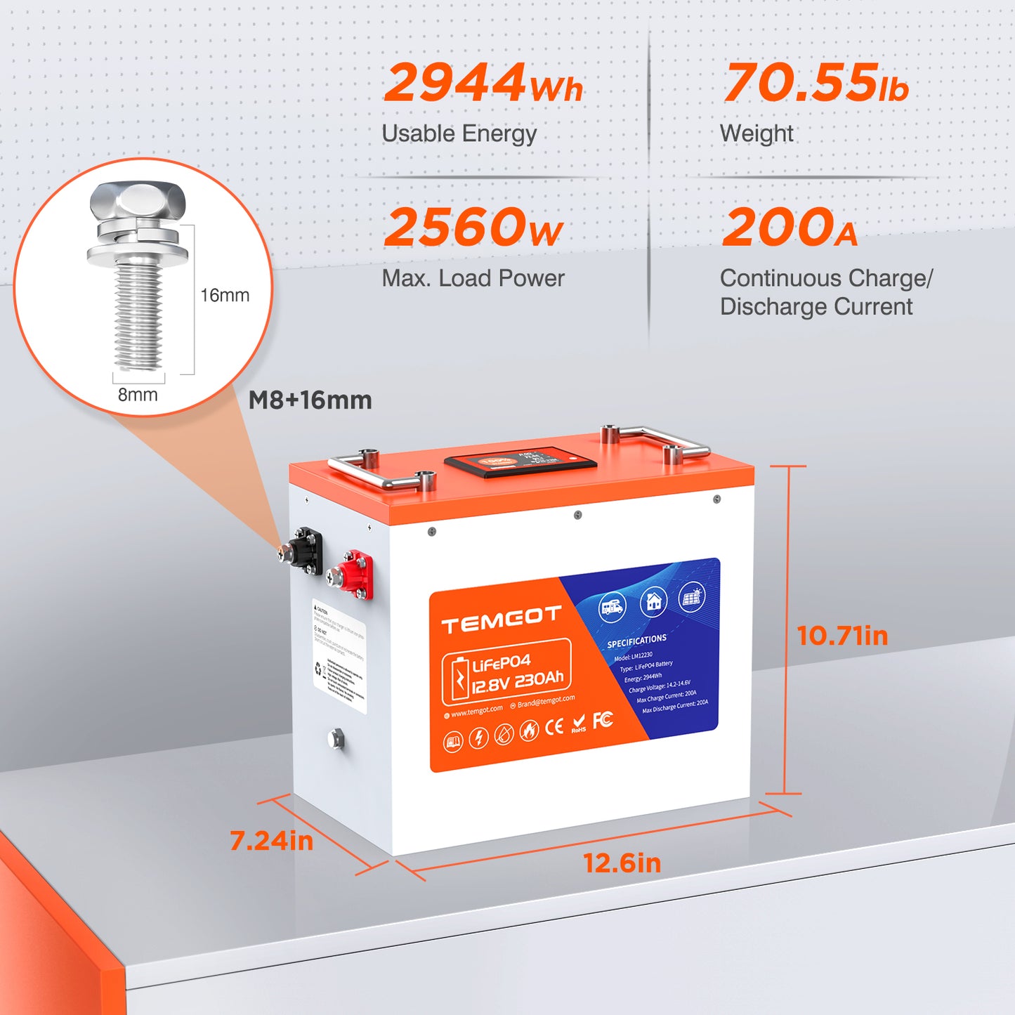 12V lithium RV battery size