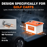 Temgo 36V (38.4V) 105Ah Lithium Golf Cart Battery with Touch Monitor, 4000+ Cycles, Rechargeable 200A BMS LiFePO4 Battery